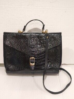 Vintage Crocodile Messenger Satchel Bag Berlin Germany